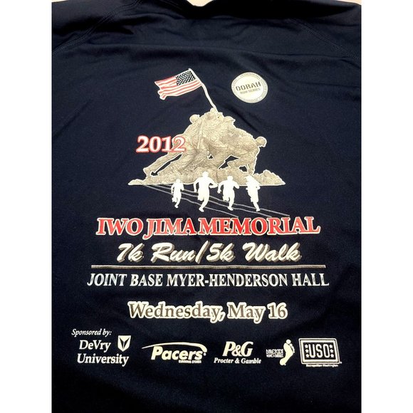 2012 70th Anniversary IWO JIMA Memorial Flag Raising Mens Blue T-Shirt Size XL - Picture 5 of 11